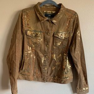 Metallic Distressed Denim Jacket